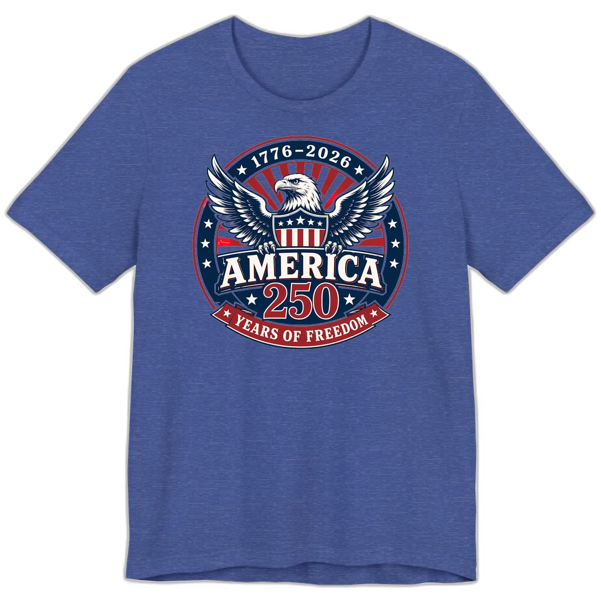 America 250 Years Of Freedom Celebration Premium T-Shirt in Heather True Royal